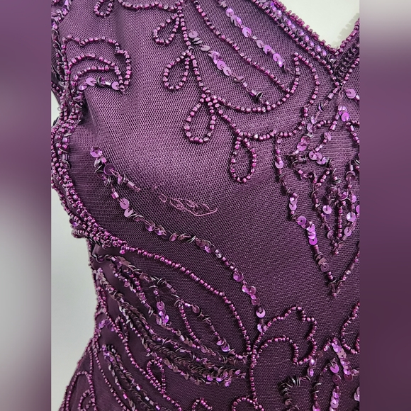 Adrianna Papell platinum evening gown merlot purple bridal women's size 12 - Picture 9 of 16